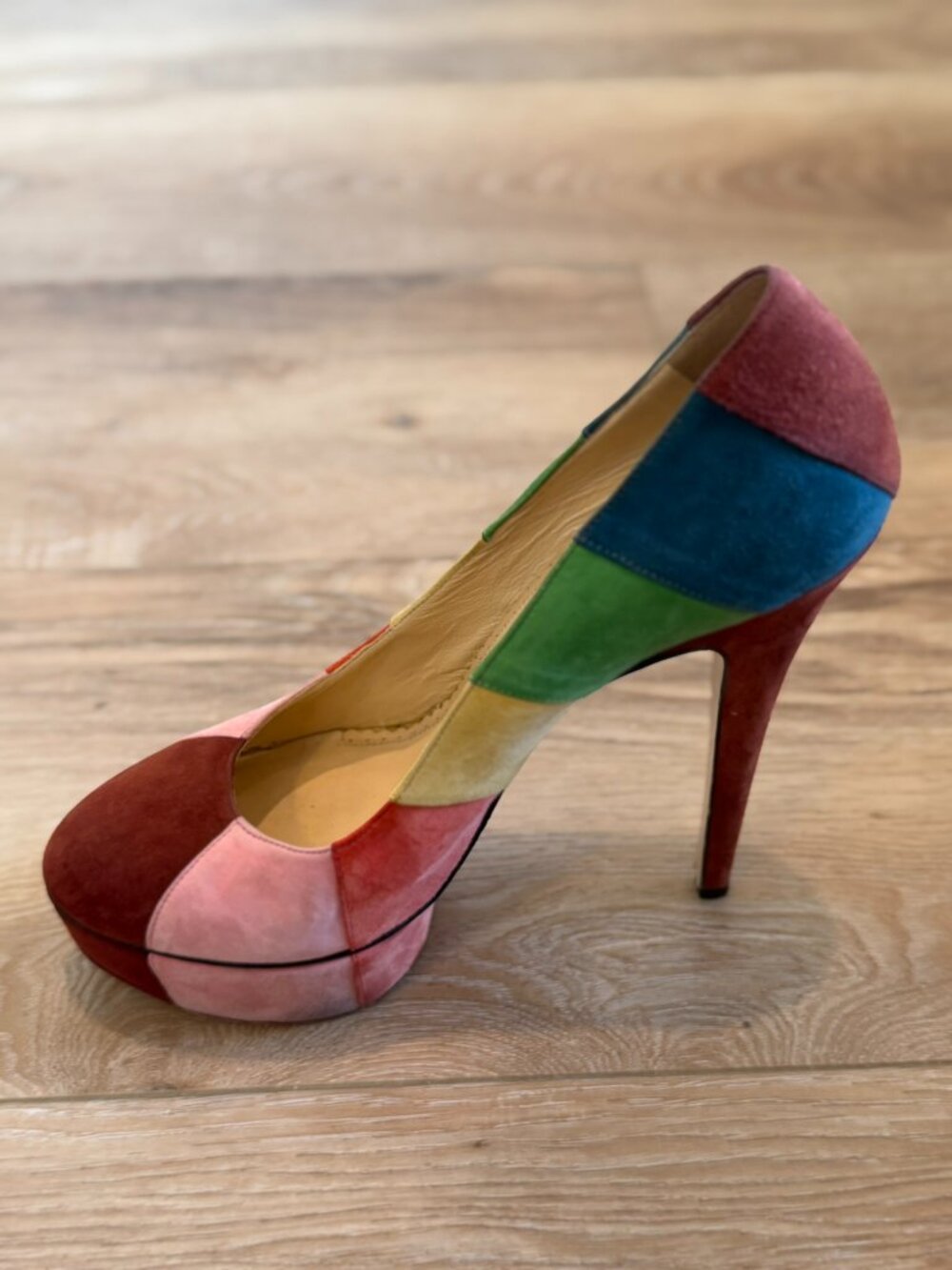 Charlotte Olympia Rainbow Suede Patchwork Pumps - Size 40 - Picture 8 of 10
